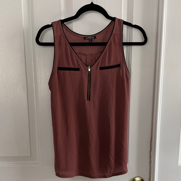 Express Tops - Express Mauve Tank Top with Zipper